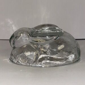 Clear Glass Sleeping Bunny Rabbit Figurine Paperweight Easter Spring Decor